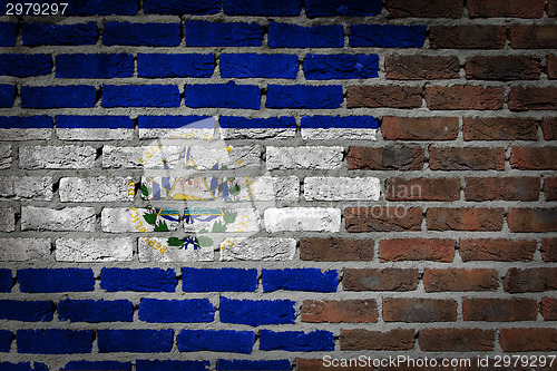 Image of Brick wall texture with flag