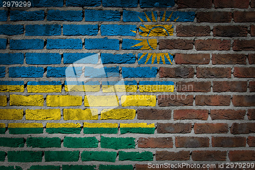 Image of Brick wall texture with flag