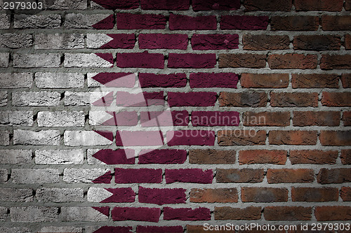 Image of Brick wall texture with flag