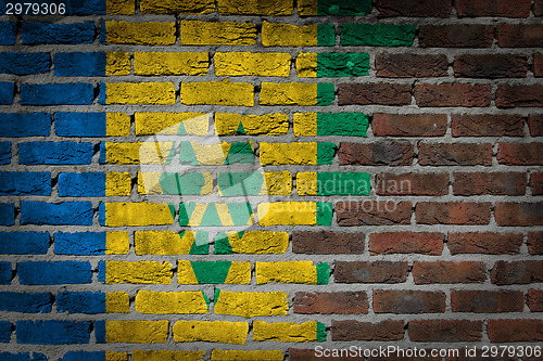 Image of Brick wall texture with flag