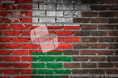 Image of Brick wall texture with flag