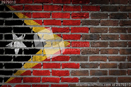 Image of Brick wall texture with flag