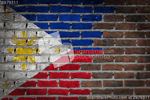 Image of Brick wall texture with flag