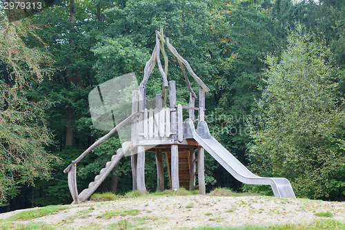 Image of Old wooden playground slide