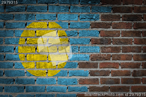 Image of Brick wall texture with flag