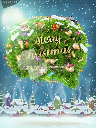 Image of Christmas fir tree Bubble for speech. EPS 10