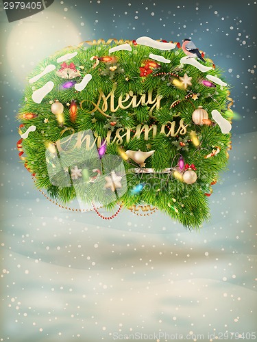 Image of Christmas fir tree Bubble for speech. EPS 10