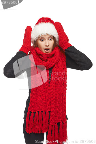 Image of Surprised Xmas woman