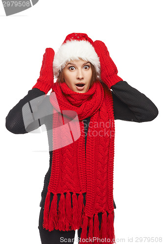 Image of Surprised Xmas woman