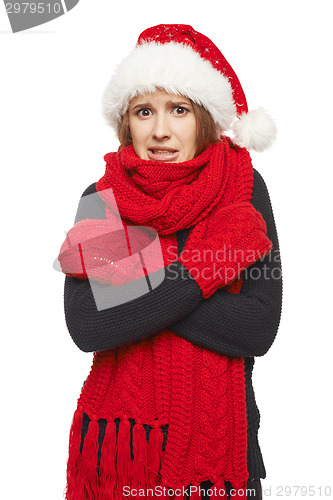 Image of Surprised Xmas woman