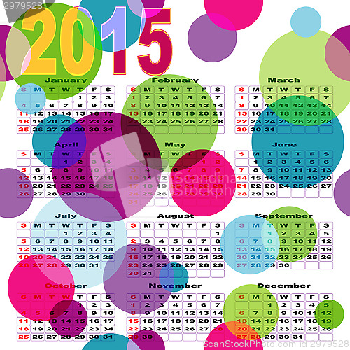 Image of Calendar with bright colored balls 