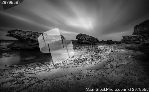 Image of Tempestuous Coalcliff Seascape in black and white