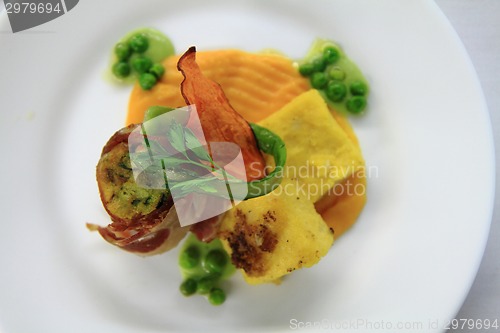 Image of bacon roll with spring vegetable