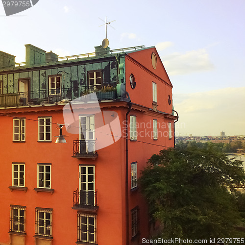 Image of Orange building in the center of Stockholm