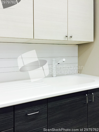 Image of Black and white modern kitchen