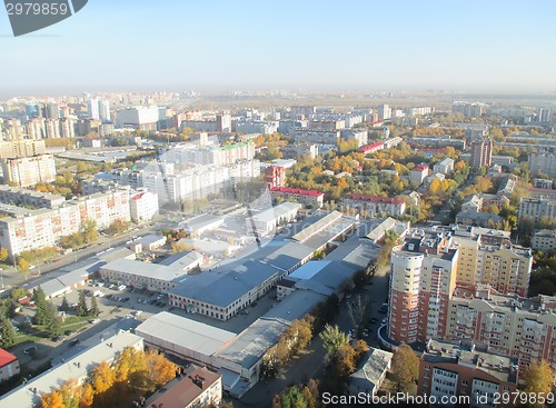 Image of Tyumen city quarters from helicopter. Russia