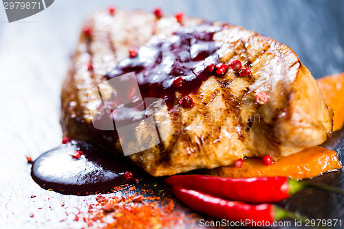 Image of Deer steak with cranberries sauce