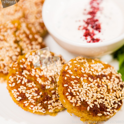 Image of Middle East cuisine. a plate of delicious falafels