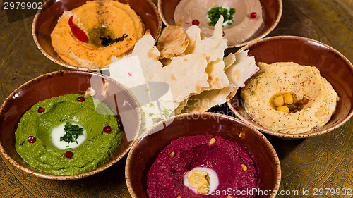 Image of assorted of oriental food, mezze