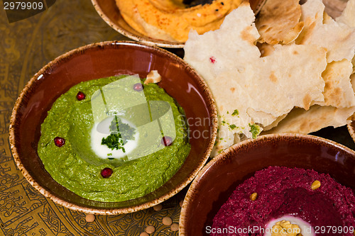 Image of assorted of oriental food, mezze