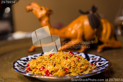 Image of Oriental shah pilaf, pilaw, plov, rice with meat