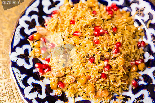 Image of Oriental shah pilaf, pilaw, plov, rice with meat