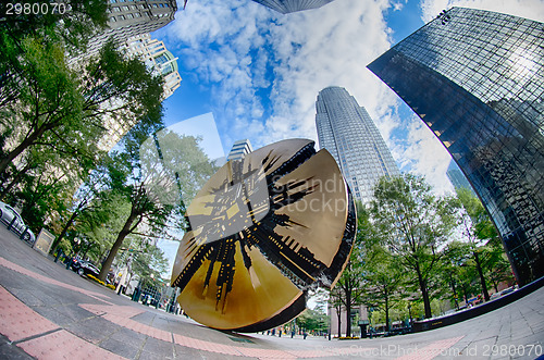 Image of Financial skyscraper buildings in Charlotte North Carolina USA