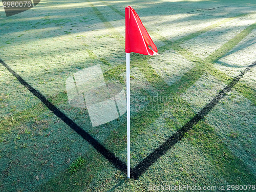 Image of Corner Of A Soccer Field early morning