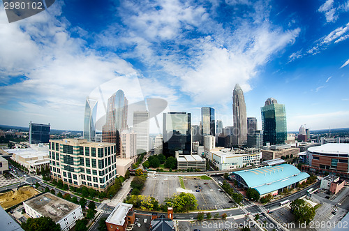 Image of Aerial view of Charlotte North Carolina skyline