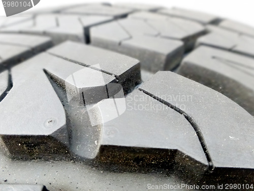 Image of tire tread closeup in a tire shop