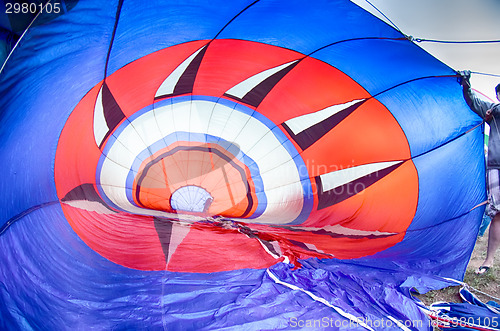 Image of Colorful hot air balloons at festival 