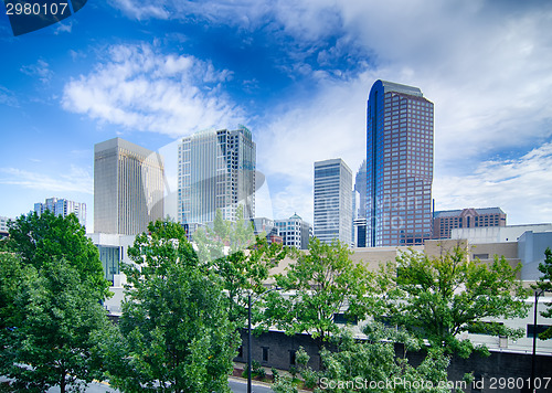 Image of Financial skyscraper buildings in Charlotte North Carolina USA