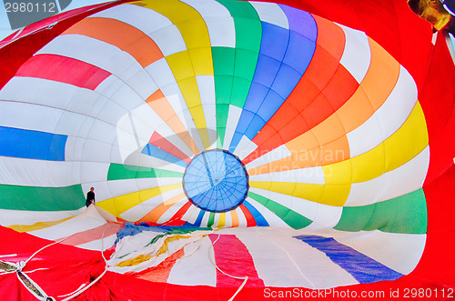 Image of Colorful hot air balloons at festival 