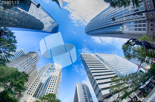 Image of Financial skyscraper buildings in Charlotte North Carolina USA