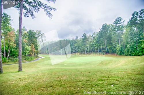 Image of luxurious golf course on a cloudy day