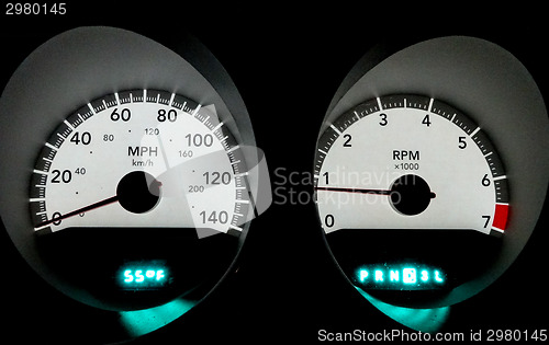 Image of modern car speed meter, racing style