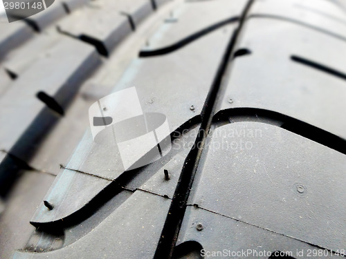 Image of tire tread closeup in a tire shop