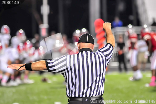 Image of Closeup of the back of a football referee