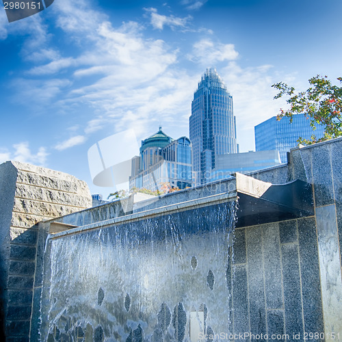 Image of Financial skyscraper buildings in Charlotte North Carolina USA