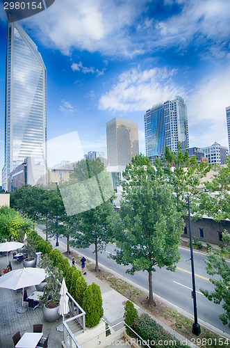 Image of Financial skyscraper buildings in Charlotte North Carolina USA