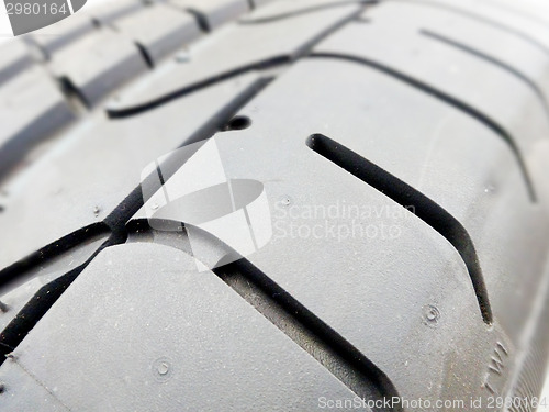 Image of tire tread closeup in a tire shop