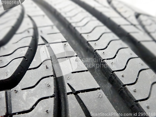 Image of tire tread closeup in a tire shop