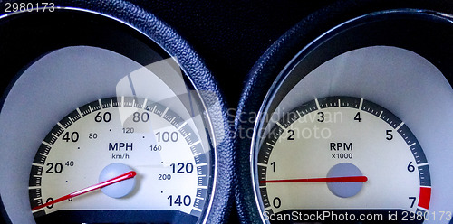 Image of modern car speed meter, racing style