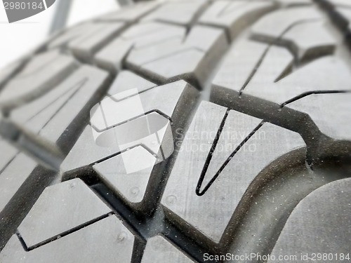 Image of tire tread closeup in a tire shop