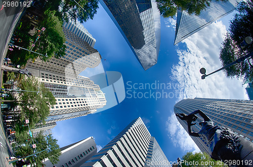 Image of Financial skyscraper buildings in Charlotte North Carolina USA