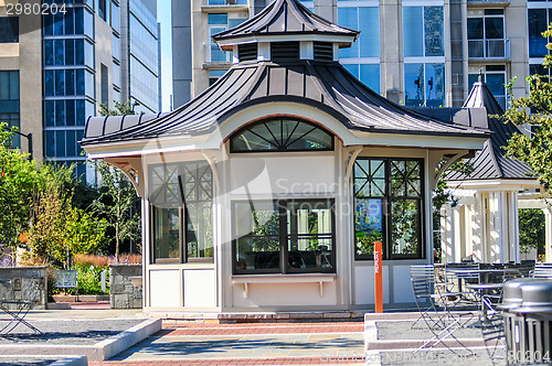 Image of Empty box office or ticket booth at stadium