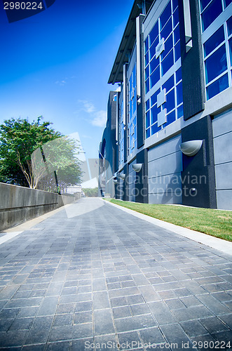 Image of walking along stadium on a boulevard city street