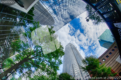 Image of Financial skyscraper buildings in Charlotte North Carolina USA