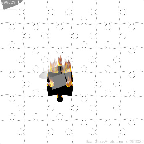 Image of Puzzle with piece on fire