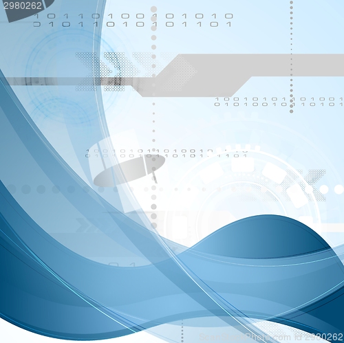 Image of Technology background with blue waves